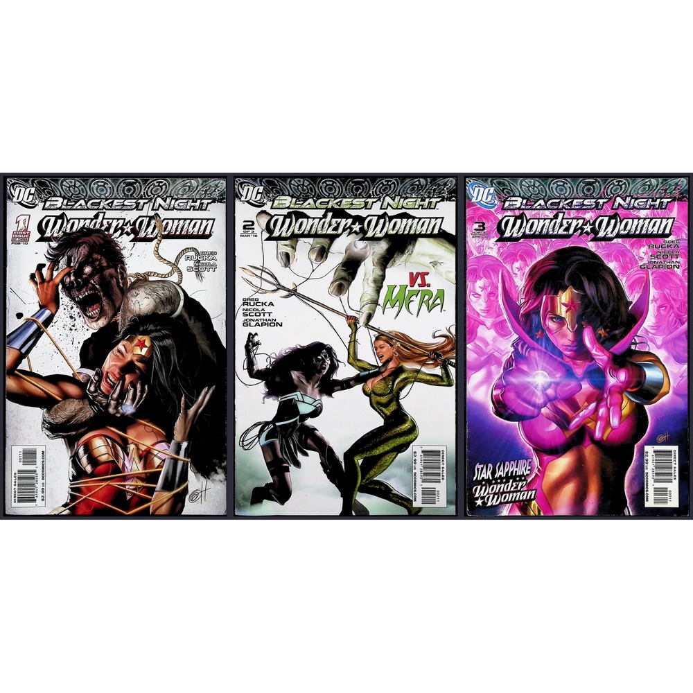 DC Comics Comic Lot Blackest Night Wonder Woman #1-3 Complete Set 2010